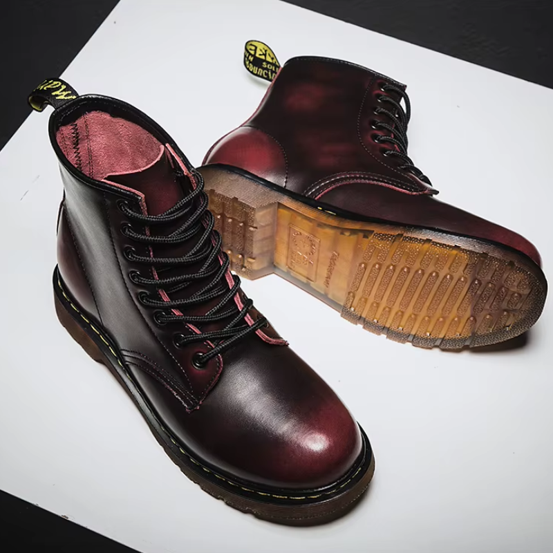 Men's Thic Sole Lace Up Vegan Leather Boots | Ideal for Winter