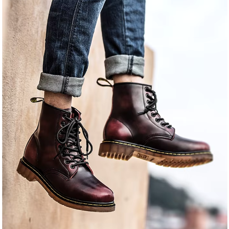 Men's Thic Sole Lace Up Vegan Leather Boots | Ideal for Winter