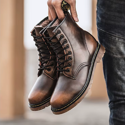 Men's Thic Sole Lace Up Vegan Leather Boots | Ideal for Winter