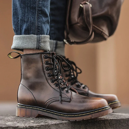 Men's Thic Sole Lace Up Vegan Leather Boots | Ideal for Winter