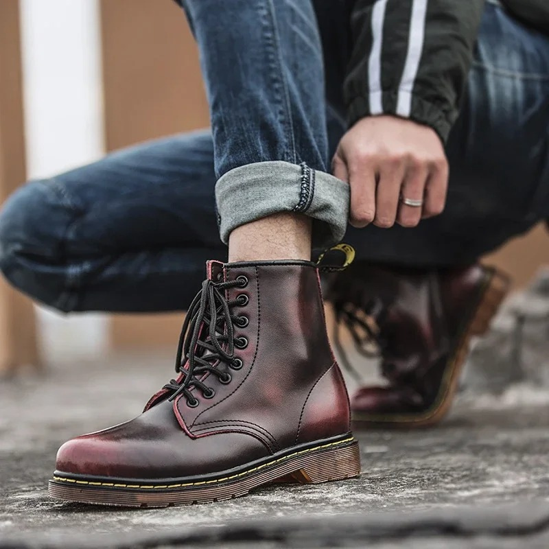 Men's Thic Sole Lace Up Vegan Leather Boots | Ideal for Winter