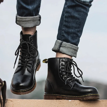 Men's Thic Sole Lace Up Vegan Leather Boots | Ideal for Winter