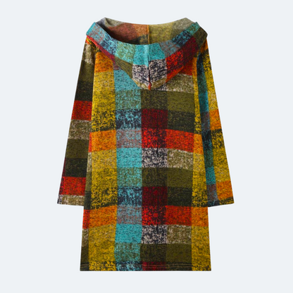 Women's Stylish Multicolored Plaid Cardigan with Hood | Perfect for Winter