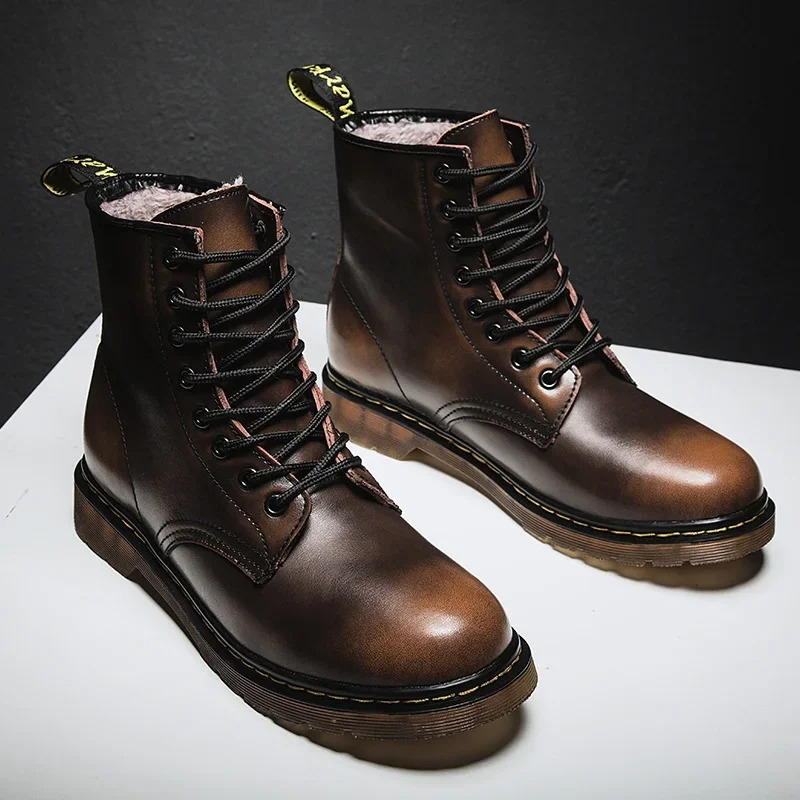 Men's Thic Sole Lace Up Vegan Leather Boots | Ideal for Winter