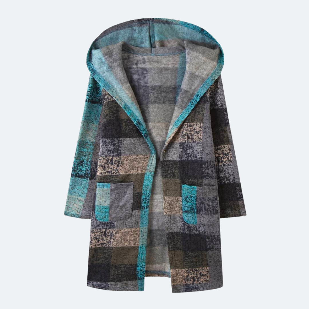 Women's Stylish Multicolored Plaid Cardigan with Hood | Perfect for Winter