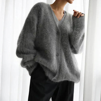 Women's Fluffy Woolen Buttoned Cardigan | Ideal for Winter